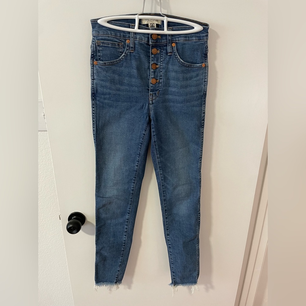 Madewell 10” high rise skinny jeans, size 25